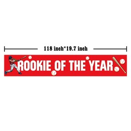 Large Baseball Sport Theme Banner Backdrop, Rookie of The Year, Baseball Baby Shower/Sport Theme Party Yard Signs, Boy 1st 2nd Birthday Party Supplies