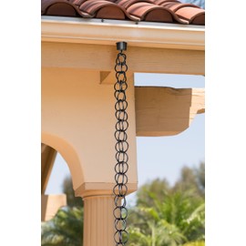 Monarch Rain Chains Aluminum Ring Rain Chain, 8.5 ft Black Powder Coated Aluminum Decorative Rain Catcher Chain for Gutters, Black Aluminum Rain Gutter Replacement Downspout