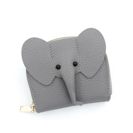 EILB Wallet Card Holder, RFID Blocking Purse,Cute Elephant Small Minimalist Leather Credit for Women, Girls, Ladies (Grey)