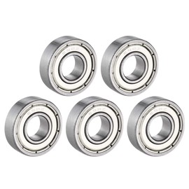 sourcing map Pack of 5 Deep Groove Ball Bearings 698Z Double Shield Chrome Steel Bearing 8 mm x 19 mm x 6 mm DE
