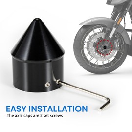 Front Axle Caps, PSLER Motorcycle Front Axle Nut Cover Cap for Softail Road King Street Electra Glide Iron 883, Black