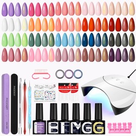 Phoenixy Kit Semipermanente Unghie 20 Colori Kit Unghie Gel Completo con Base e Top Coat Semipermanente Unghie 36W U V/LED Lampada Set Unghie per Principianti