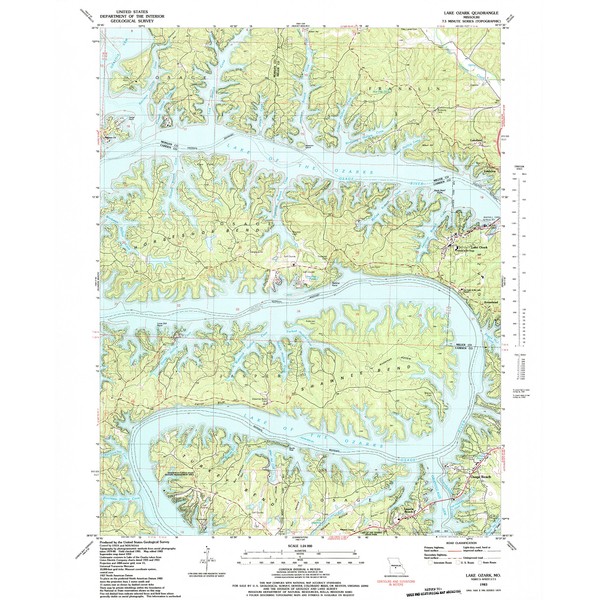 YellowMaps Lake Ozark MO topo map, 1:24000 Scale, 7.5 X