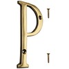 4-inch House Letter "P" with Mounting Screws, Polished Brass, Shiny