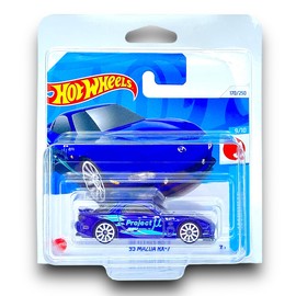 Hot Wheels '95 Mazda RX-7 (Blue & White) 9/10 HW J-Imports - 2024-170/250 (Short Card) - includes a KLAS Car Keeper Protector Case - HTD97