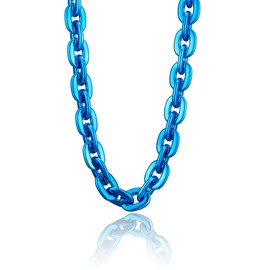 XIUMALU Passed colorfast test, Hip-hop Rapper Big Chunky Fake Gold Chain, Super long Detachable, Non-fading Party Clothing Plastic Jewelry Necklace Decoration, Women and Men (Blue)