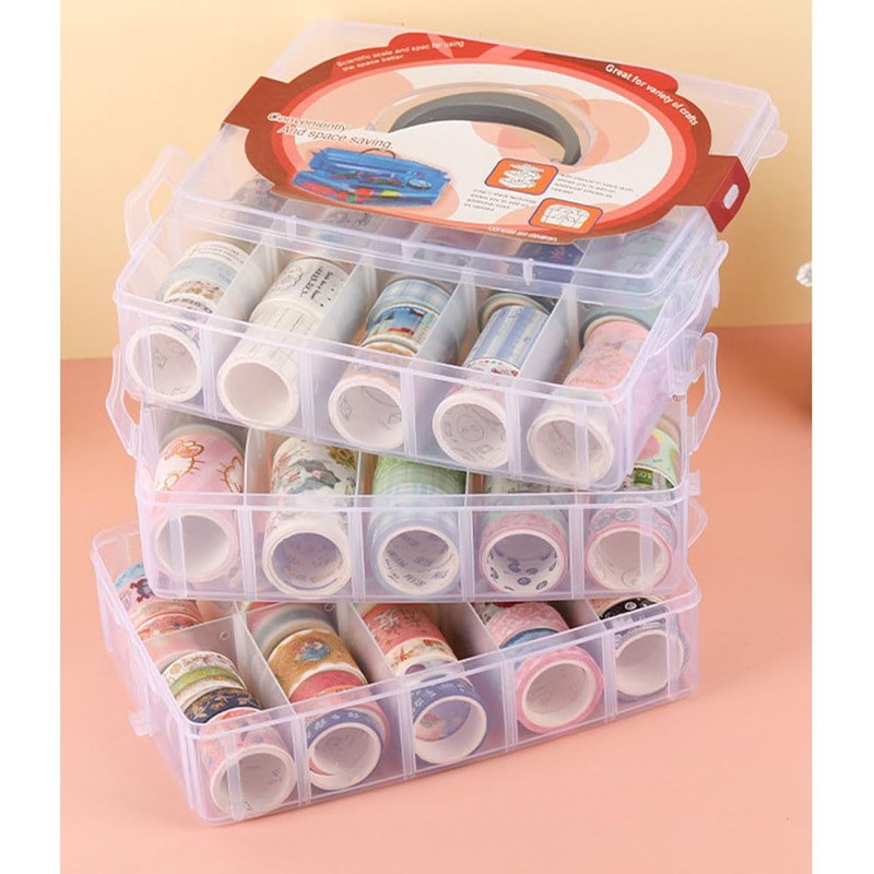 HomDSim Washi Tape Box Organizer Storage,Divider Closet Container,with 30 Adjustable