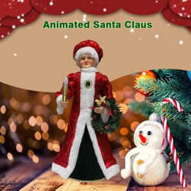 LAMPHOME 24-Inch Animated Mrs. Claus with Lighted Candle Musical Christmas Figure