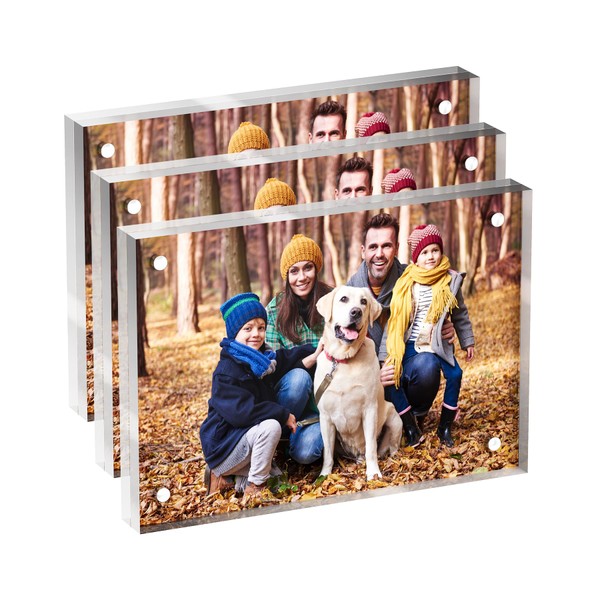 Neatsure 3.5x5 Acrylic Picture Frame 3 Pack, Clear Freestanding Double