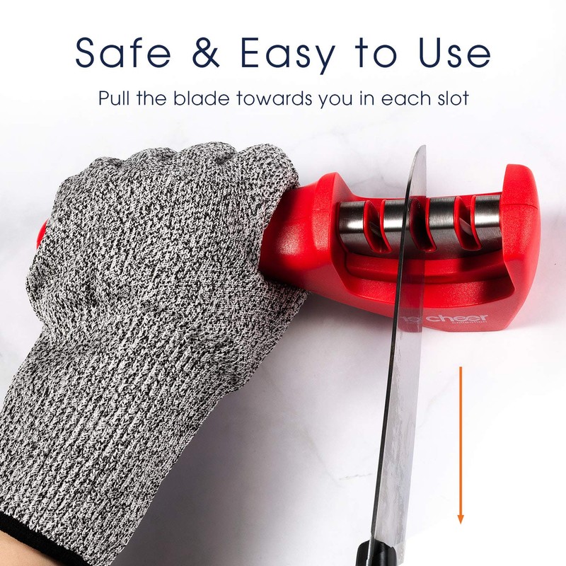 Cheer Collection 3-in-1 Knife Sharpener, Professional Blade Sharpening System for