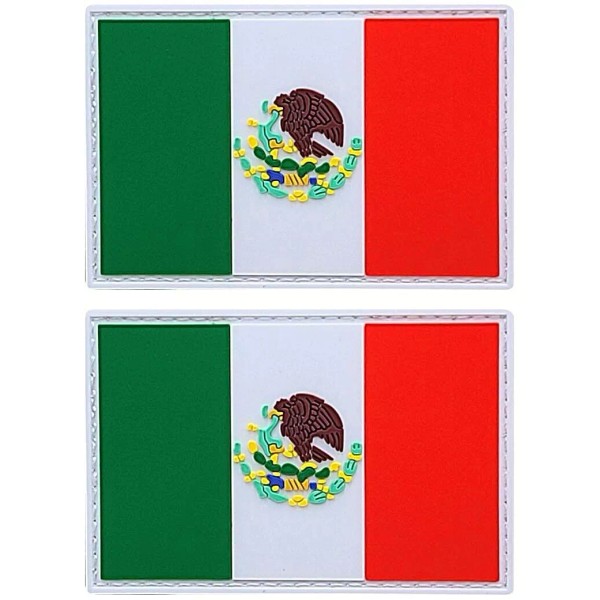 Mexican Flag Mexico PVC Rubber Patch | 2PC Hook Backing