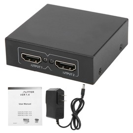 HDMI Splitter High Definition Video Switcher 1 In 2 Out 100‑240V Connect Audio ReceivingUS