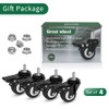 2" Stem Casters with Brakes and Flange Nuts, Set of