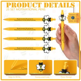 Qilery 25 Sets Bee Theme Pen Favor Bulk – Thank You for Beeing Awesome Employee Teacher Appreciation Back to School Gifts (May You)