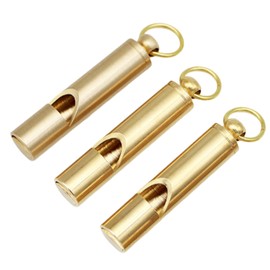 3Pcs Gold Whistle Emergency for Women Men Stainless Steel Tongue Ring Body Jewellery,rass Metal Emergency Whistles Survival Kit Lifeguard Safety Whistle Keychain with Keyring for Camping Hiking Dog