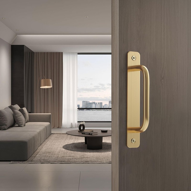 Malimali 4 Pack Gold Barn Door Handles, 5" Hole Center