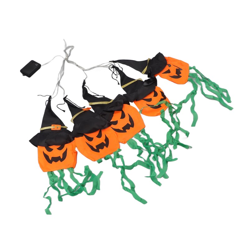 Pumpkin String Lights Clear Pattern Spooky Ambience Battery Powered LED