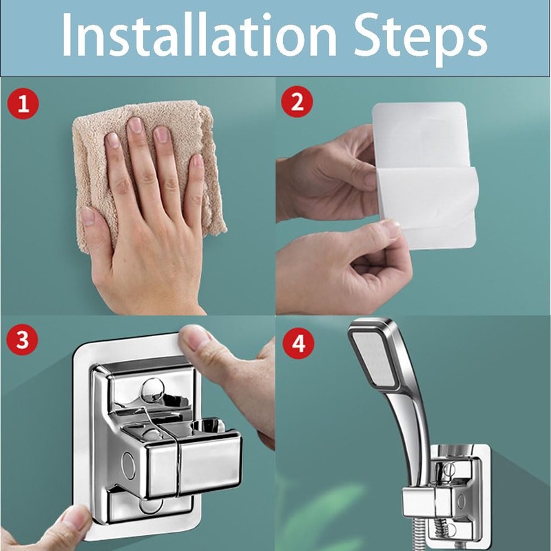 LightBeacon Hand Shower Holder, Shower Head Holder, No Drilling, Adjustable