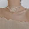 Boho Flower Pearl Choker Necklace for Floral Choker,Women Dainty Pearl