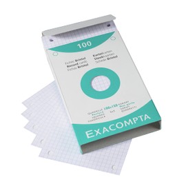 Exacompta 100 x 125 x 200mm 5 x 5mm Squared Punched White Index Cards 13603E