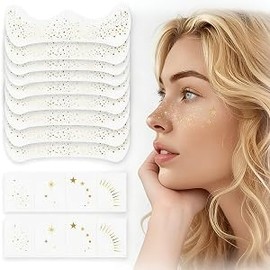 12 Piezas Parches de Pecas Doradas, Tatuajes Temporales de Pecas Falsas | para Maquillaje Brillante, Fácil de Aplicar, Resistente al Agua, Accesorios 