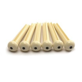 6 x BRIDGE PINS for ACOUSTIC GUITAR - cream with black dot