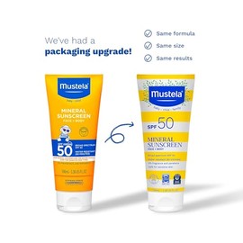 Mustela Baby Mineral Sunscreen Lotion SPF 50 Loción solar de amplio espectro - Loción solar facial y corporal para pieles sensibles - Resistente al ag