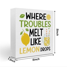 Lemon Decor Summer Lemon Wooden Sign Decor Decorations for Kitchen Office Home Farmhouse Outdoor Summer Tiered Tray Decorations Set