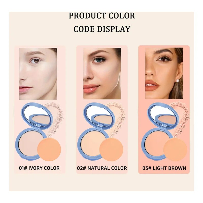 2pcs Base De Maquillaje Polvo Compacto Fijador Matte
