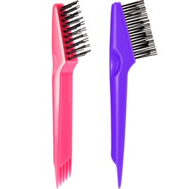 Yaomiao 2-in-1 Hair Brush Cleaner Tool - Remover Rake for Hair Dust and Dirt, Mini Wet Comb for Home and Salon Use (Pink, Purple)