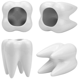 Hedume 6 Pack Tooth Shaped Planter Pots, Small Cute Flower Plant Containers, Mini Ceramic Succulent Planter Pots, Creative Pen Pencil Holder for Desk Decor