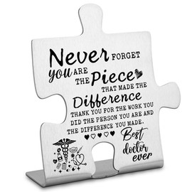 Doctor Appreciation Gifts for Women Men, Going Away Gift Retirement Gift for Doctor Coworker, Never forget you are the Piece that Made the Difference, Thank You Doctor Plaque-DX141