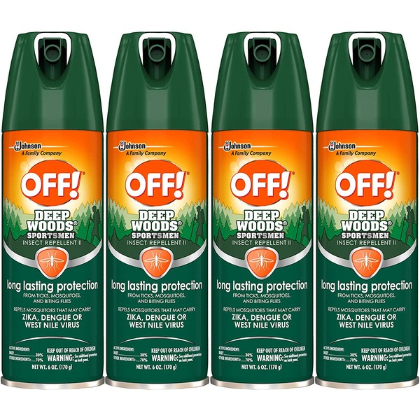 OFF! Sportsmen Deep Woods Bug Spray and Mosquito Repellent, Long Lasting Protection, 6 oz. (Pack of 4)