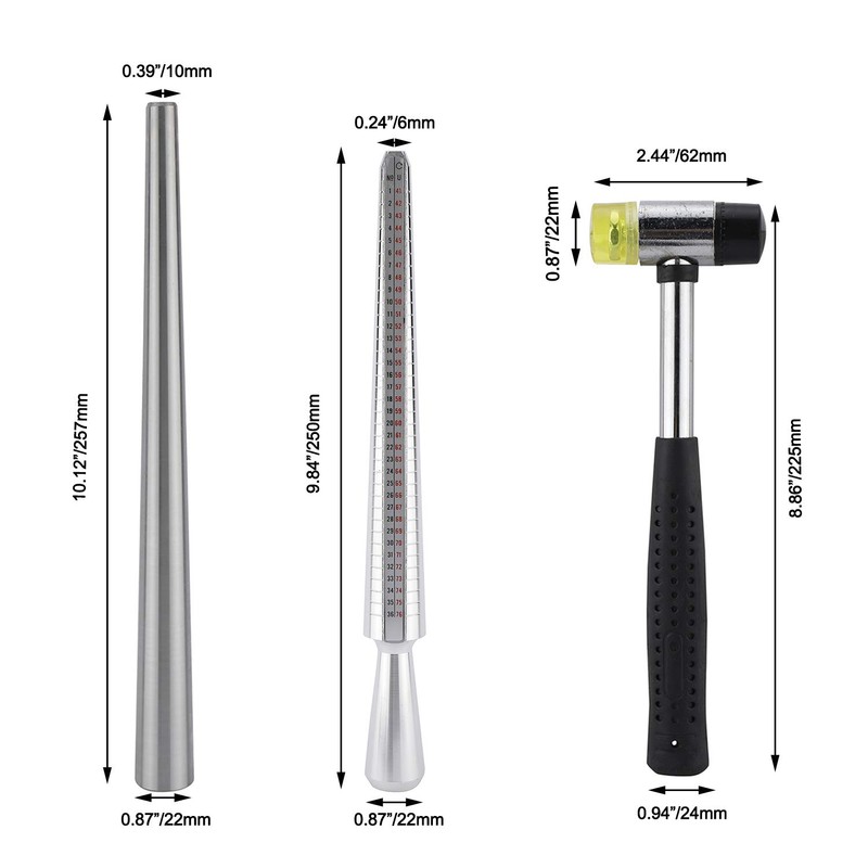 Artilife Jewelry Ring Sizer Tools Including Ring Mandrel Sizer, Rubber