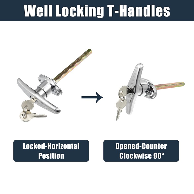X AUTOHAUX 1 Set Garage Door T-Handle Lock Kit Shed
