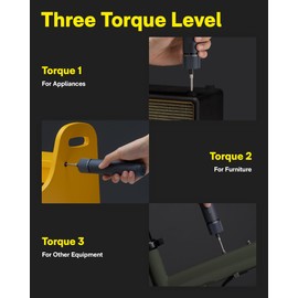 HOTO Electric Screwdriver Rechargeable, 3.6V Cordless Screwdriver Set USB-C, 1/4'' Hex Bits, 3 Torque Settings, 1500mAh Battery, LED Light & 12 S2 Metal Bits for Furniture/Electrical Repairs