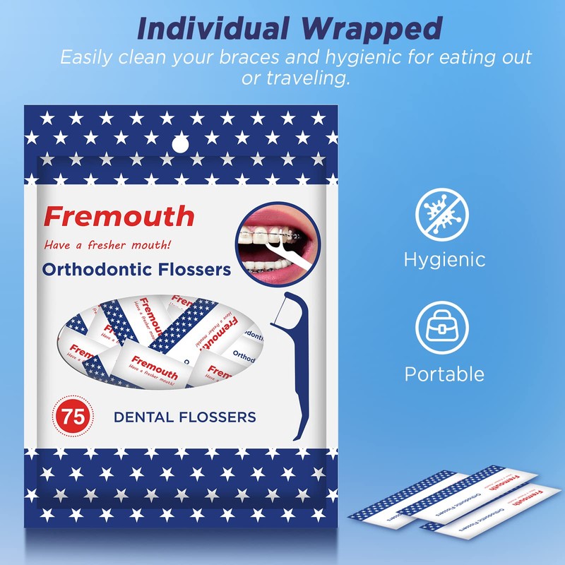 Fremouth Individually Wrapped Orthodontic Flossers for Braces - Ortho Dental