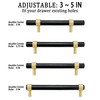 Wood and Brass Dresser Handles Adjustable 2~5 Inch Black Double