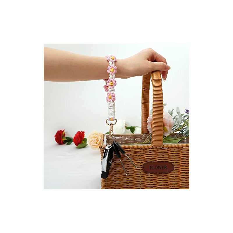 AOKSUNOVA Key Ring Band Macrame Lanyard Short Key Pendant Girls