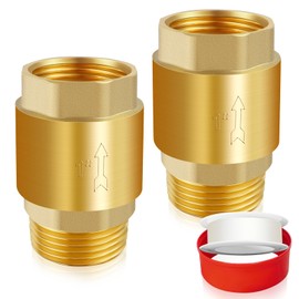 Boltigen 2Pcs 1in NPT Spring Check Valve, Brass Non Return One Way Check Valve, Vertical Inline Water Backflow Preventer for Well, Pump, Tank (1" Female * 1'' Male)
