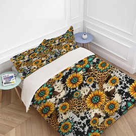 Sunflower Bedding Set Twin Queen King Full Size Yellow Floral Comforter Set for Kids Teens Boys Girls Man Women Bedroom Decor Flower Cozy Quilt Bedspread Sunflower Bed Duvet Cover Gifts 104"x90"