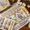 Lveofielygi Jungle Story Washi Tape 20 Rolls Set,5/10/15/20/25/30/40/100mm Wide,Ferns,Flowers,Butterfly Element,Gold