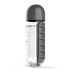 Kikier Pill Box Cup, Portable, Travel, Hiking kit Water Bottle 600 ml, Waterproof and Moisture Resistant (Black)