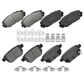 YxpBrake Front Rear Ceramic Brake Pads with Hardware Fit for Toyota Corolla 2009 2010 2011 2012 2013 2014 2015 2016 2017 2018 2019, Matrix 2009-2014, Scion xB 2008-2015, Pontiac Vibe 2009 2010