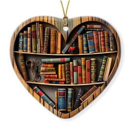 Tiny Detalles Book Lovers Ornament 2024, Gift for Book Lovers, Vintage Christmas Ornaments for Christmas Tree, Book Club Decorations, Ceramic Christmas Hanging Ornaments 2024