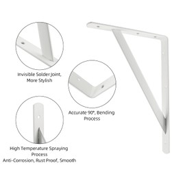 HOME MASTER HARDWARE 12 x 8 inch Heavy Duty Shelf Brackets, Load Capacity: 600lb, 10-Pack White Metal L Supports for Wall Mounted Wood Shelving, Shelves Bracket with Screws