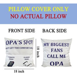 OPA Gifts, 2-Pocket 2-Sided OPA Pillow Covers 18x18 Inch, Fathers Day Birthday Christmas Stocking Stuffers Thanksgiving Day Gifts for Grandpa