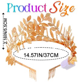 Yean Light Up Gold Leaf Crown Greek Headpiece Laurel Hair Accessories for Women and Girls (Gold-Color Light, One Size)