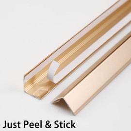 Trimold Aluminum Peel and Stick L Molding Corner Guards with 90° Angle for Wall Door Frame Cabinet Baseboard Protection and Decoration, 51.2in x 0.8in (3Pcs)