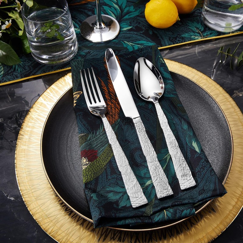 KEAWELL Premium Lava Silverware Set – 18/10 Stainless Steel Flatware,